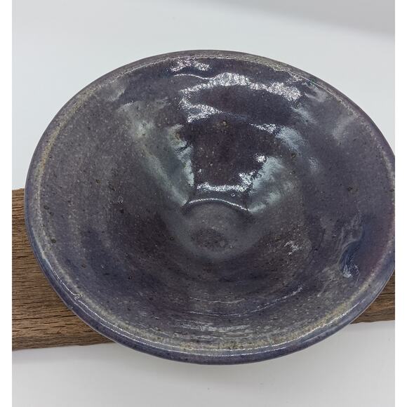 Signed Studio Art Pottery Bowl Salt Glaze Blue Speckled - Picture 2 of 7